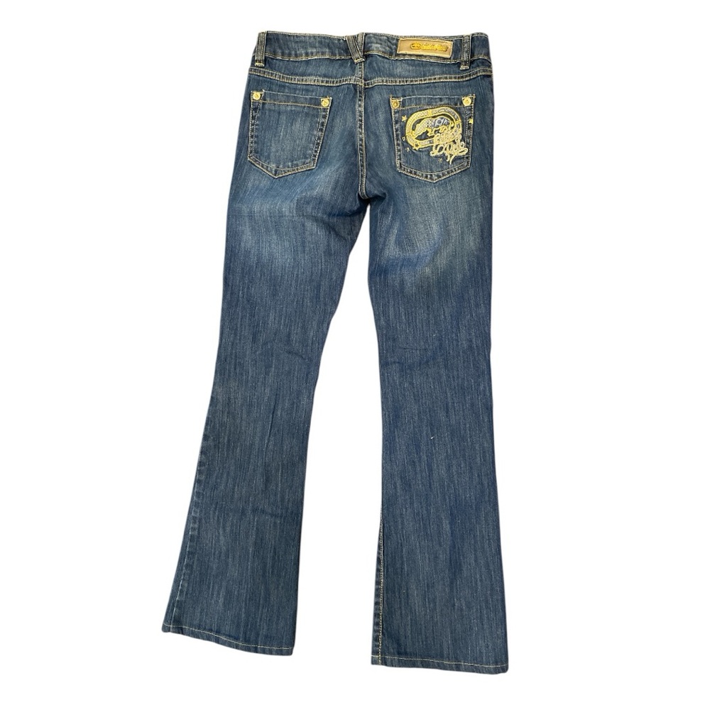 Y2K Ecko Red Low Rise Bootcut Jeans Gold Logo Pocket Size 3 XS